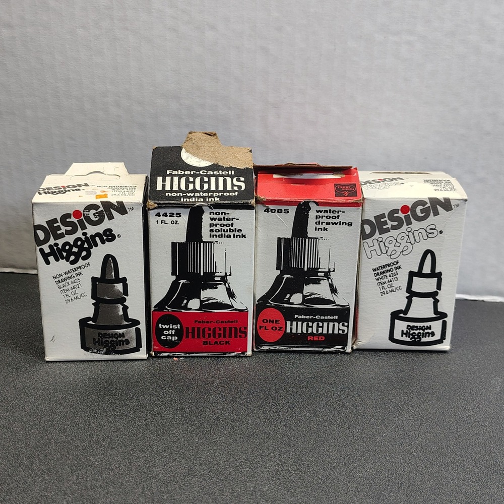 Higgins Drawing Ink Set Black Red White Calligraphy Art Supplies